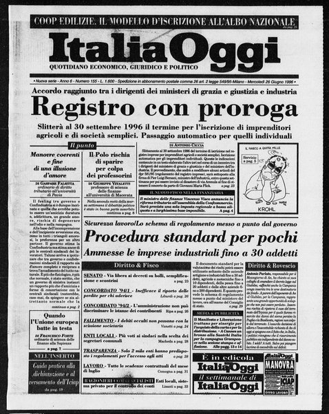 Italia oggi : quotidiano di economia finanza e politica